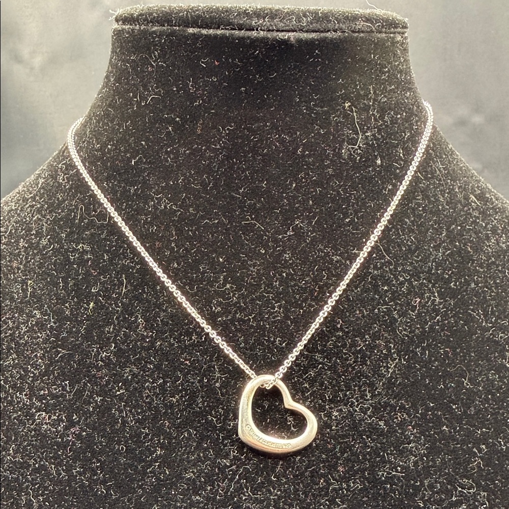 Tiffany & Co. Open Heart Silver Pendant Necklace